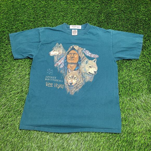 Vintage 90s Native-American Shirt M/L 20x25 Spirit Brothers - Picture 1 of 12